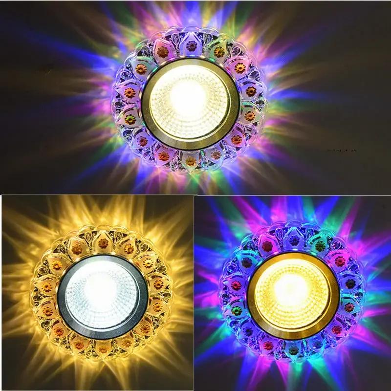 Crystal Spotlight Led Living Room Ceiling Lamp Embedded Bull's Eye Lamp Hole Lamp Color Aisle Small Three-color Downlight