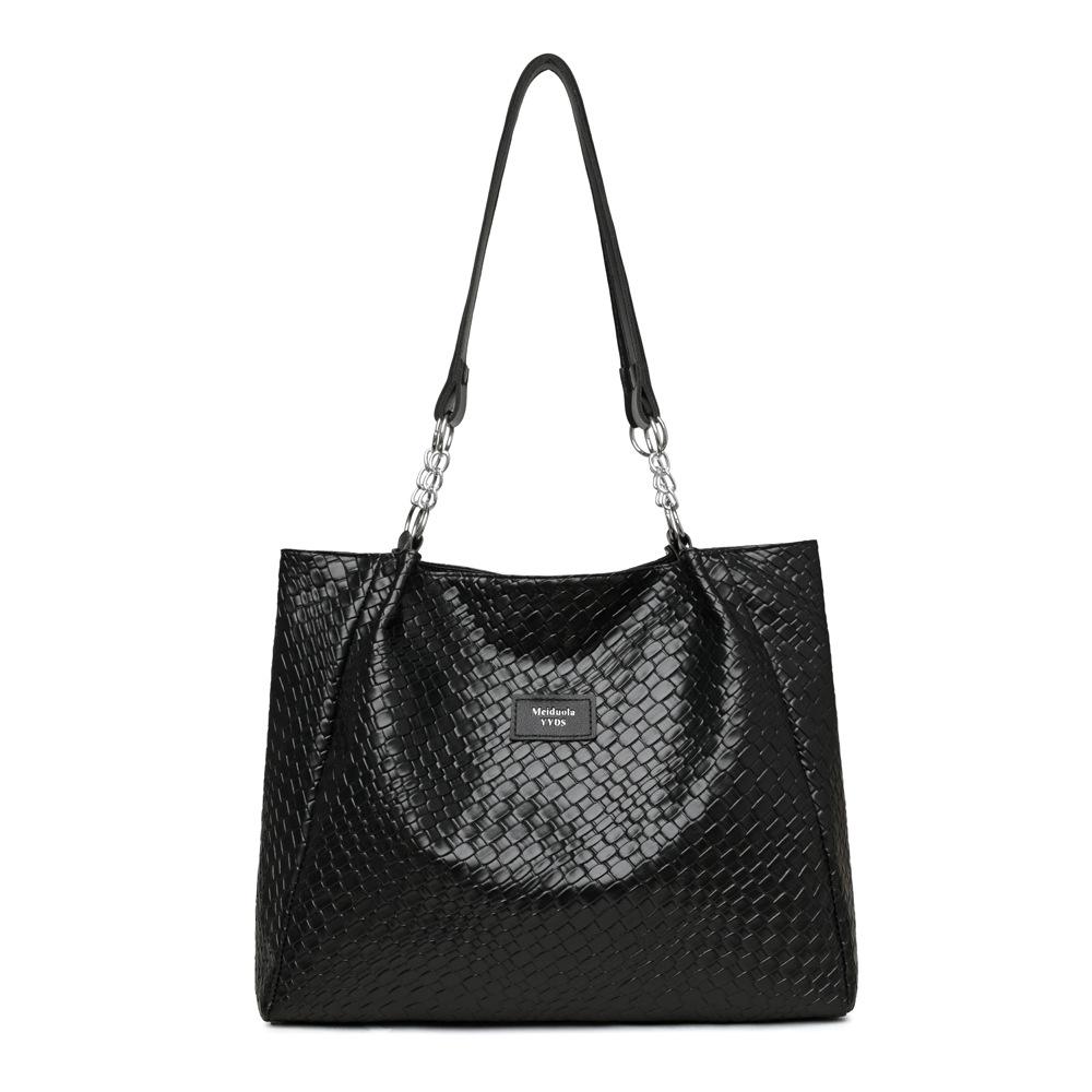 Модная текстурная сумка большой вместимости, Нишевая однолямочная сумка для commuters, Сумка-тоут чёрный