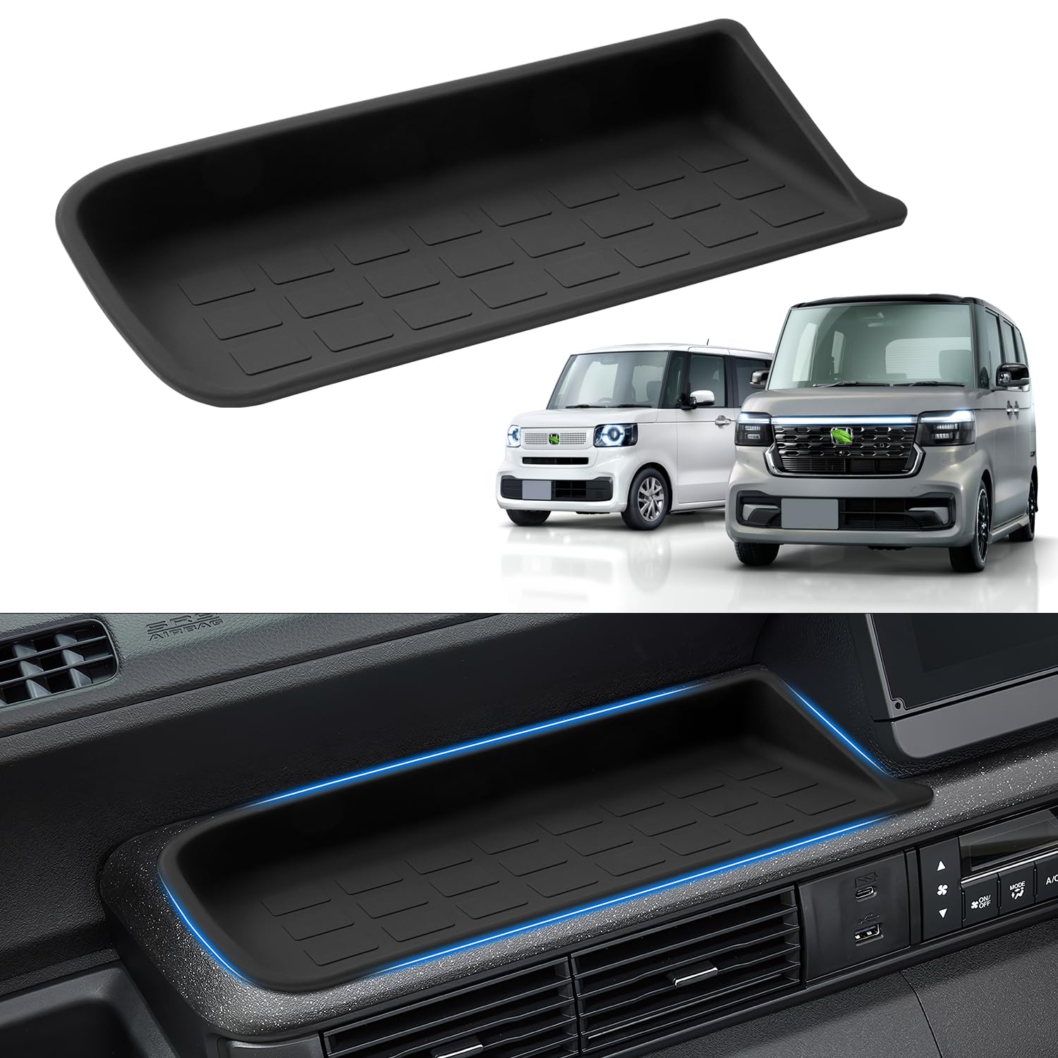 

Auto Spec Honda New nbox Custom JOY Passenger Seat Open Tray Dedicated Storage Silicone Interior Easy Interior Accessories N-BOX JF5/JF6 Mat, Co-Pilot чёрный