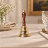 Ship's Bell Decorative Brass Hand with Wooden Handle Vintage for Themed Interior Styling,