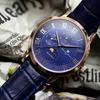 [Salvatore Marra] Watch Moon Phase Multi-Calendar 50m Waterproof Business Formal Men's Leather Strap Limited Edition Pink Gold Blue