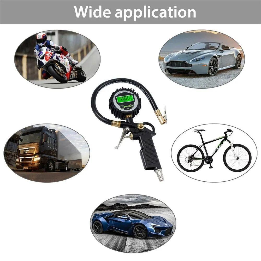 0-250PSI LCD Manometer Pressure Gauge Precision Short Pressure Measuring Valve Motorcycle