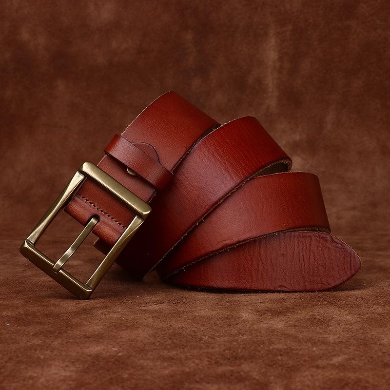 Retro Leather Top Layer Cowhide Belt for Men, Simple and Versatile, Light Luxury Style Casual Jeans Belt for Men