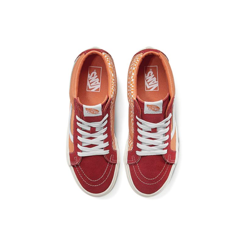 Vans Sk8 mid Retro Mid Top Casual Skate Shoes Unisex Red Orange Splicing 'Orange Red' Vans VN0A391FTEV