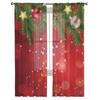 Christmas Tree Snowflakes Bow Red Dots Chiffon Sheer Curtains for Living Room Bedroom Decoration Window Voiles Tulle Curtain