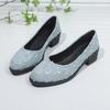 European and American foreign trade large size spring new shallow single shoes women's shoes rubber middle heel shallow mouth polka dot casual shoes