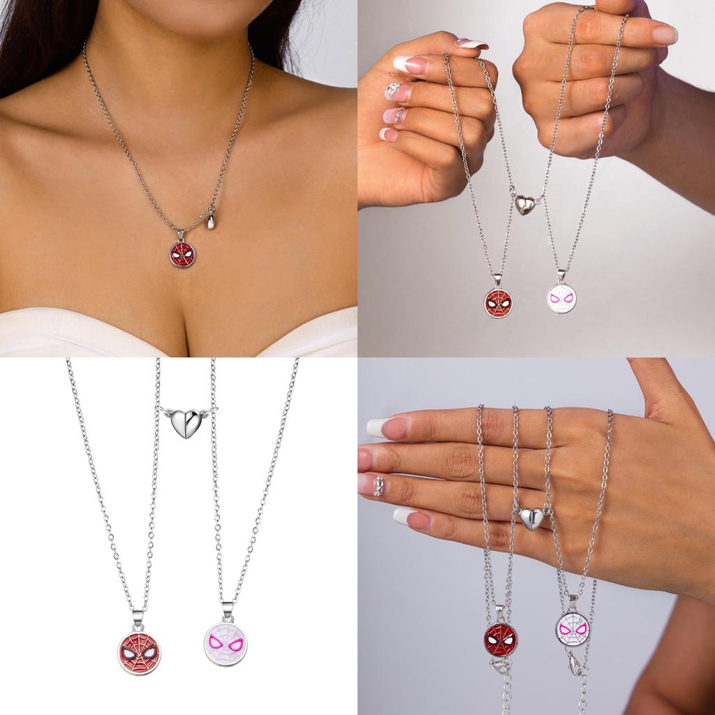 Spiderman Couple Magnetic Necklace With Geometric Pendant For Women