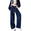 Lazy Navy Blue Wide-leg Pants Women's Spring and Autumn New High-waisted Loose and Thin Mopping Sports Casual Sweatpants