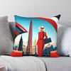 Woman On The City Boarwalk Square Pillowcase Polyester Linen Velvet Pattern Zip Decor Sofa Cushion Cover
