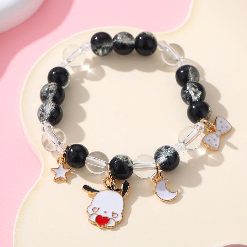 Sanrio Cinnamoroll Crystal Beaded Bracelet - Handmade Cartoon Gift for Female Students, Friends, and Couples.
