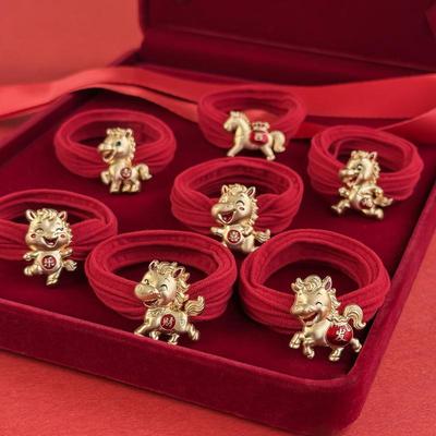 Creative Cartoon Horse Hair Hoop Mascot Red Pony Hair Tie 2026 New Year Headband Headwear New Year Headpiece Photo Prop
