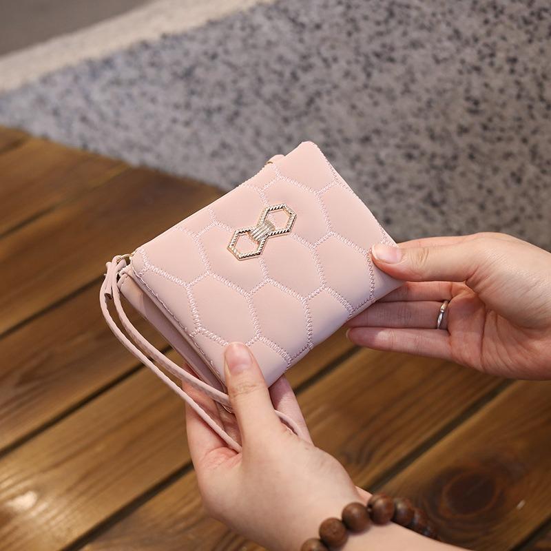 

Women s Short Wallet Small Fresh Lingge Coin Handheld Zero Wallet синій