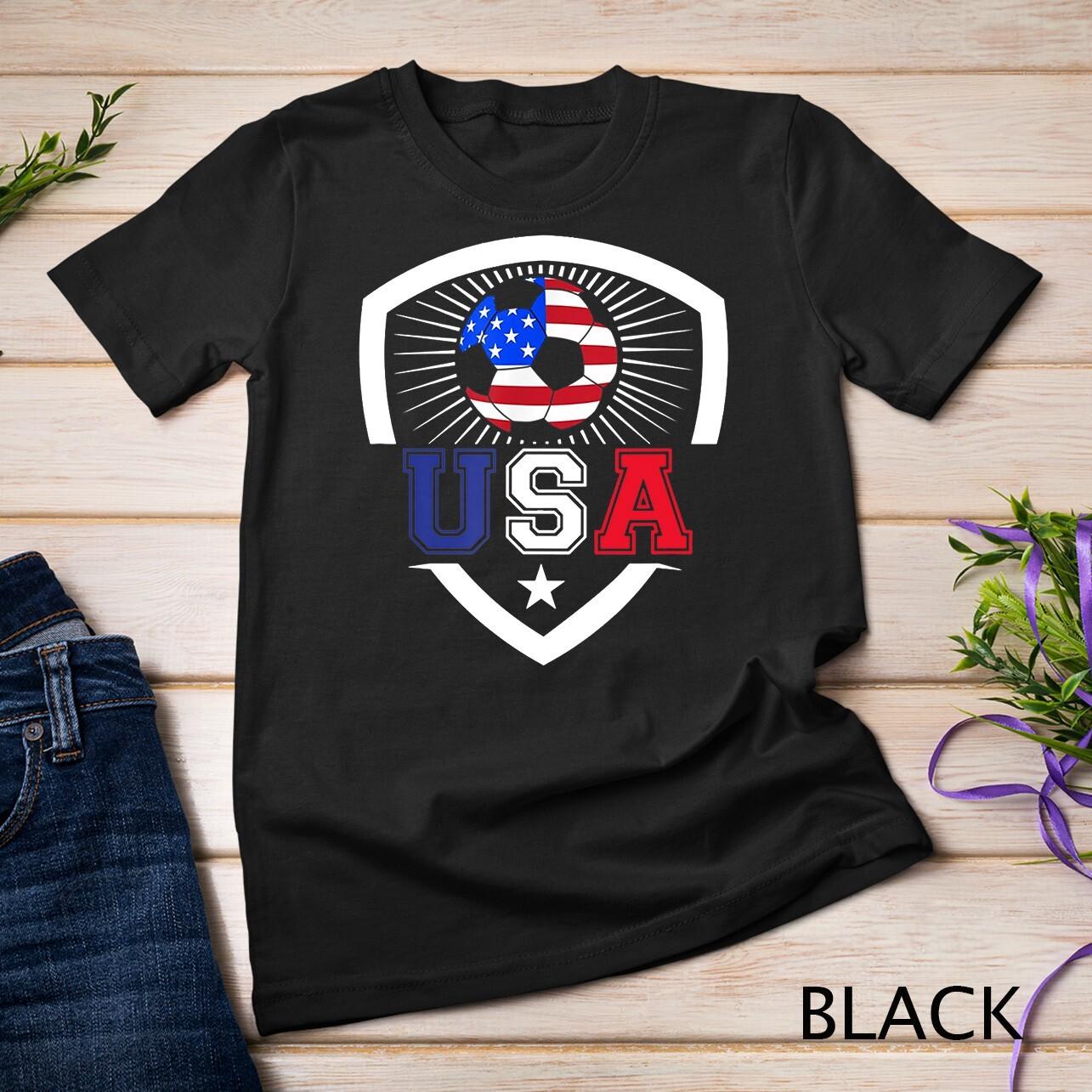 USA Soccer USA Flag Football Soccer Fan US Unisex T-Shirt Mens Womens Tees Top L