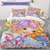 Lady Lovely Locks Pattern Bedding uilt Set uilt Cover Pillowcase Home Decoration Birthday Gift (1 * duvet cover + 2 * pillowcase without core)64
