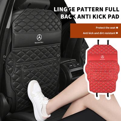 AABCR1 For Benz Car Logo Seat Back Protector Pad Leather Anti Kick Pads Anti Dirty Protect Mats AMG Exclusive A C E R V Class CLA CLS