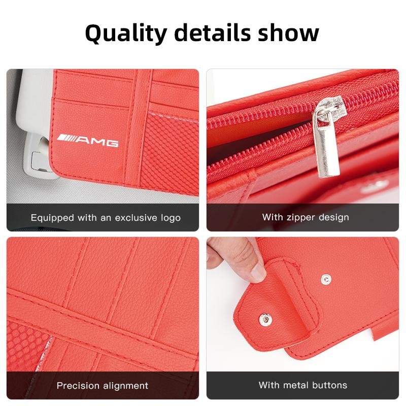 Leather Car Sun Visor Organizer Storage Pocket Bag Glasses Clip Card Holder For Mercedes Benz AMG GLC W203 W206 W220 W205 W211 AL8