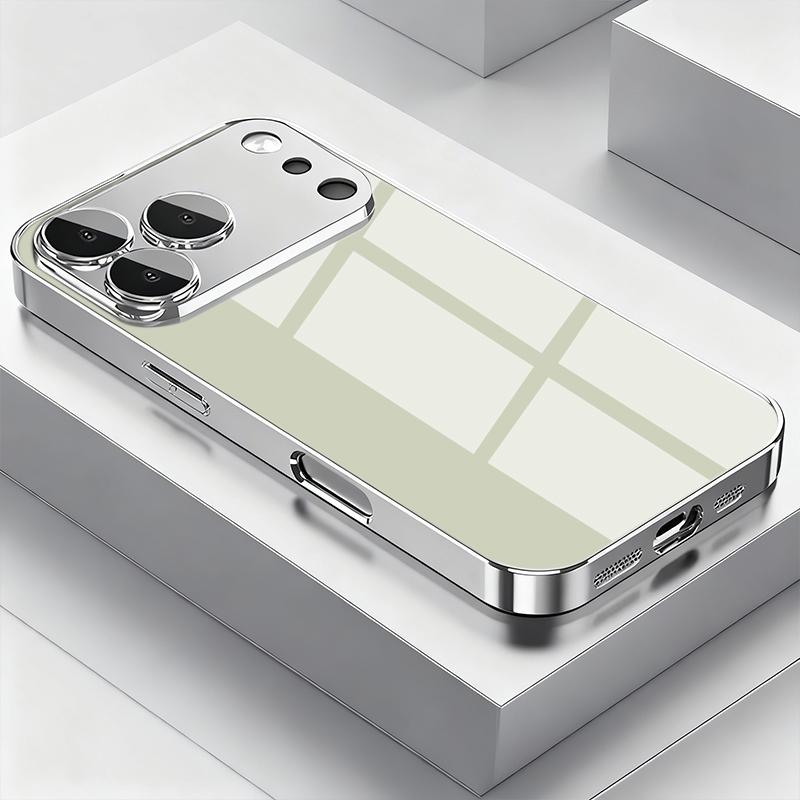 Metal Technology Tempered Glass Electroplated Case For 17 16 15 14 13 12 11 Pro Max Plus 16E 17E Shockproof Bumper Cover