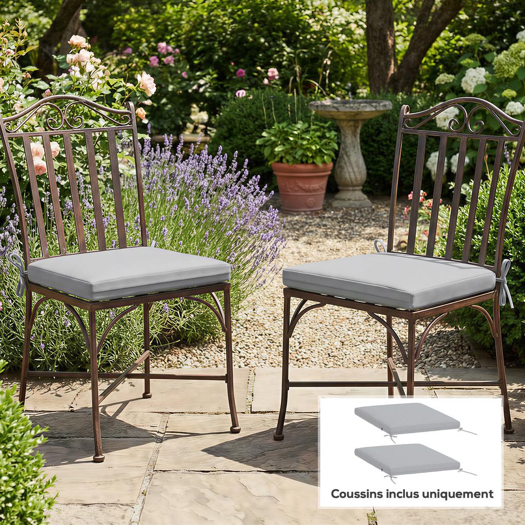 Set Of 2 Garden Chair Cushions Chair Pads 50 X 50 Cm High Density Foam Non Slip 50x50 Cm Gray