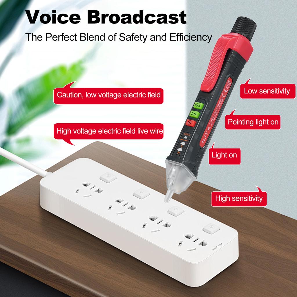 NJTY Voice Broadcast Voltage Tester Non Contact Voltage Tester 12V1000V48V1000V Dual Range