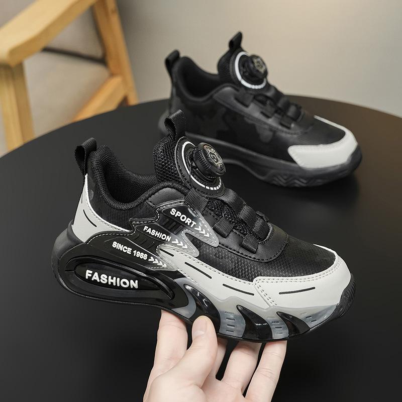 Children's Rotating Buckle Classmate Spring and Autumn Breathable Mesh Sports Shoes Boys Versatile Fashion Running Shoes Entity