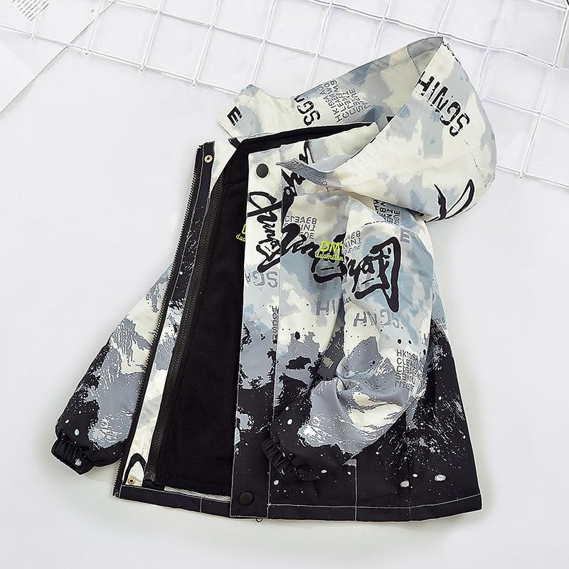 Chłopięca kurtka wiatrówka trzy w jednym na rok 2025: Wiosenno-jesienna kurtka codzienna z zimową podszewką z polaru dla dzieci