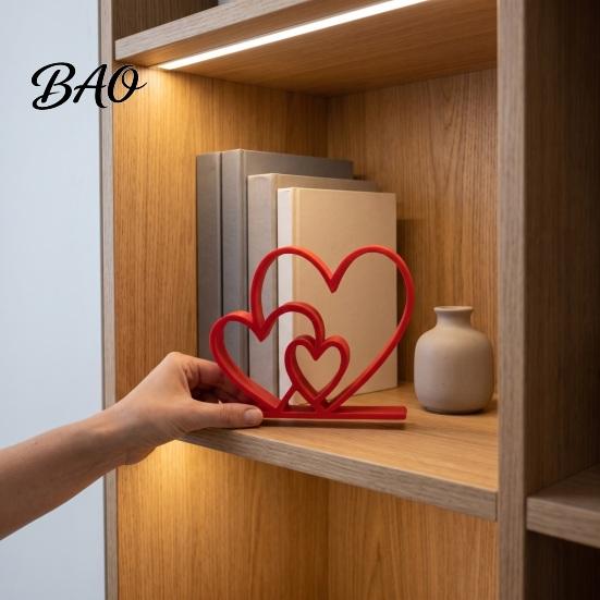 Romantic Desktop Decoration Double Heart Figurine, 3D Printed Love Decor for Valentine's to Connection Statue Day, Anniversary Gift Couples, Cute Home