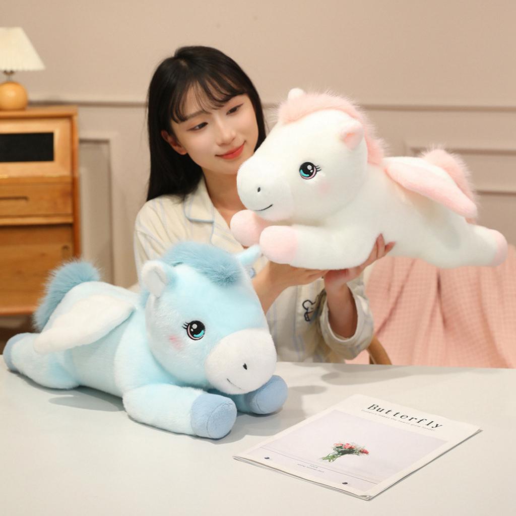 Süßes und entzückendes liegendes Pferd Plüschtier, Pferdepuppe, schlafendes und tröstendes Stofftierpuppe