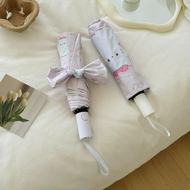 Cute Pink Kitten Folding Umbrella Sun Protection and UV Rain Dual-purpose Sun Umbrella Student Portable Sunshade