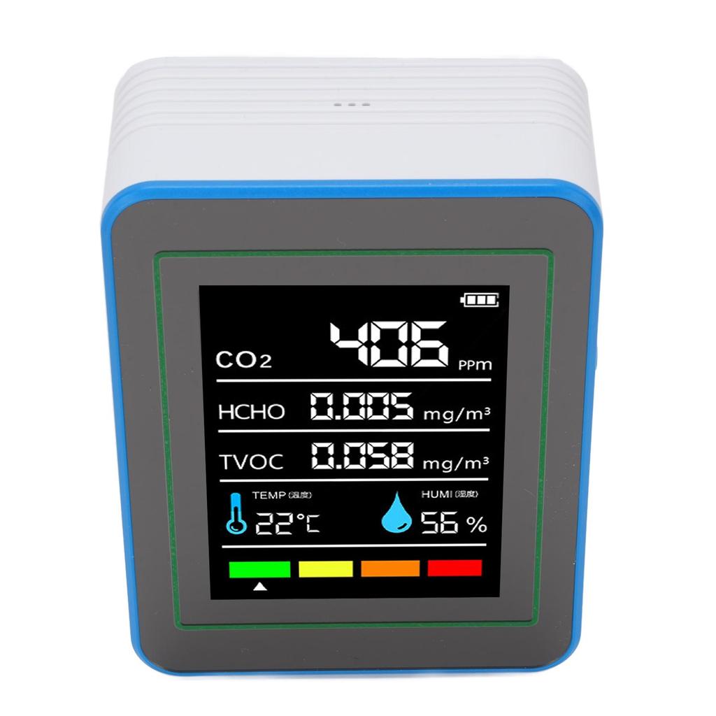 Air Quality Detector 5 In 1 CO2 TVOC HCHO Temperature Humidity Detection Portable Rechargeable Air