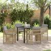 VidaXL 5-Piece Garden Dining Set with Cushions Beige Poly Rattan 3380793