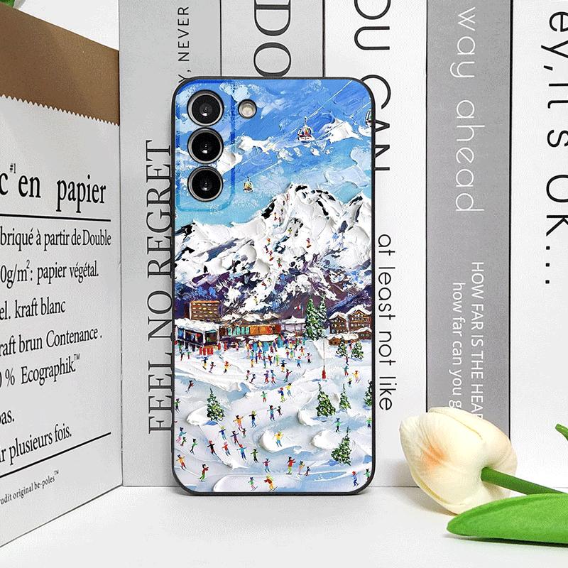 Oil Painting of Snow Scene Skiing Pattern Phone Case for Samsung Galaxy A56 A14 A55 A16 A54 A36 A53 A52 A51 A50 Soft Cover Shell