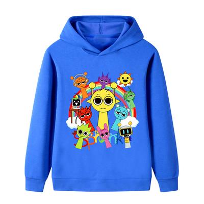 Sprunki Musikspiel Spaß Druck Jungen Mädchen Langarm Oberteil Herbst Winter Outdoor Bequem Warm Kinder Kapuzensweatshirt