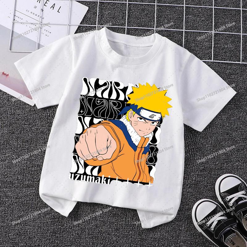 NARUTO Round Neck Tshirts for Boys Girls Anime Cartoon Cute Printed Shortsleeved Top Children Summer Fashion Tshirt Gifts