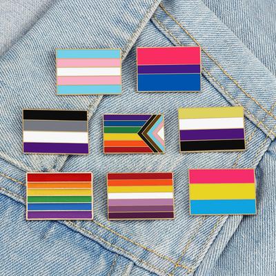 Brose Smalț Ghei Lesbiene Asexuale Insignă Rucsac LGBT Pride Non-binar Trans Pin Rever Dreptunghiular Curcubeu Bijuterii Cadouri Prieteni