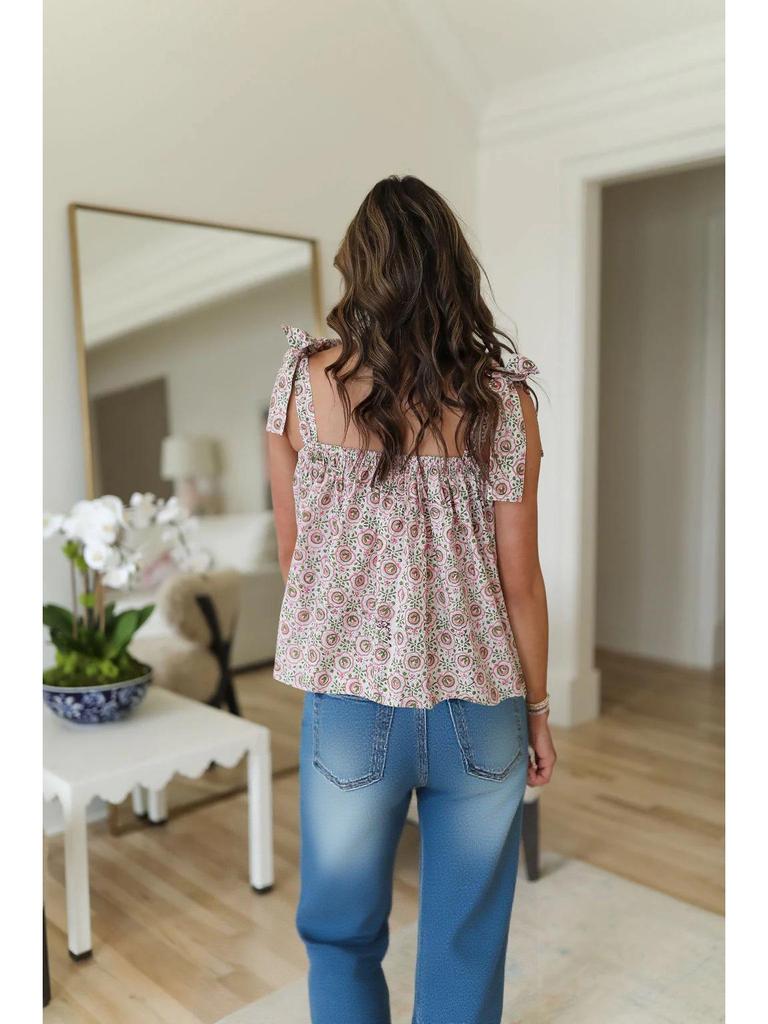 New Style Women's Sleeveless Tie-up Printed Camisole for Spring/Summer