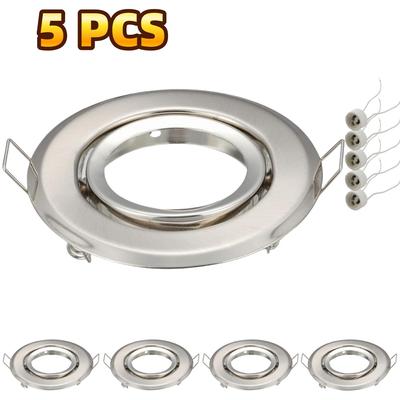 5 Stück runder versenkter LED-Decken-Zierring mit GU10-Lampenfassung Halogenbirne Leuchtenhalterung LED-Strahlerrahmen Einbaustrahler