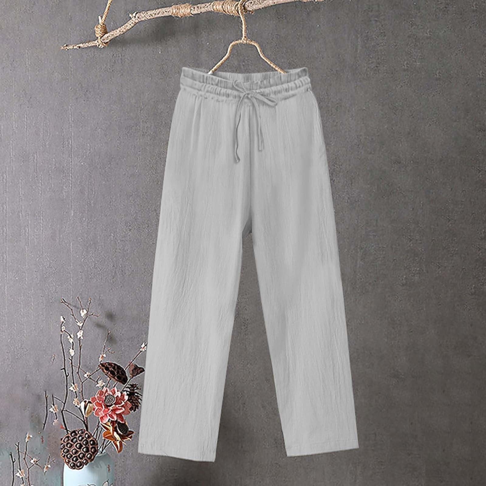 

Женские широкие брюки повседневные свободные карманы однотонные эластичные летние брюки для женщин повседневные брюки M