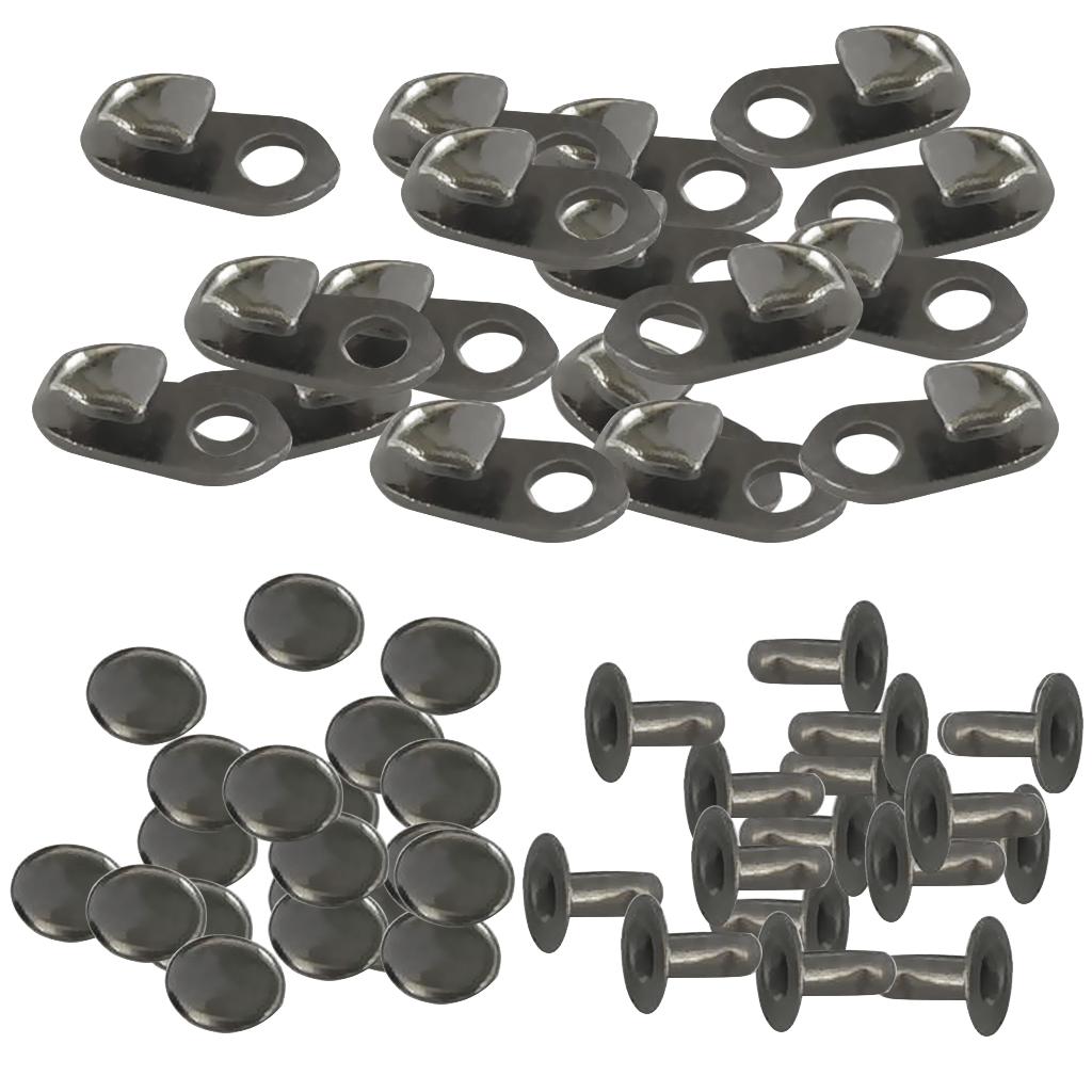20 Sets Metal Boot Hooks Lace Fittings With Rivets Camp Hike Climbing Repair Carabiner Buckles Non-