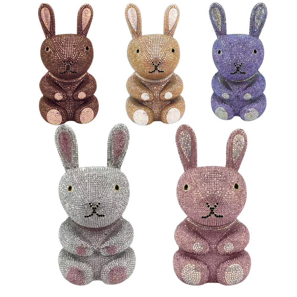 Rhinestone Rabbit Evening Clutch - Elegant Crystal Bag for Parties & Banquets