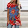 Túnicas Casuales Informales para Mujer con Estampado, Cuello Redondo, Dobladillo Irregular y Manga Corta