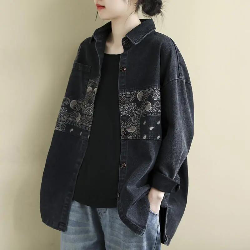 Coat for Women Cotton Autumn Winter Casual Oversize Double Layer Denim Jacket