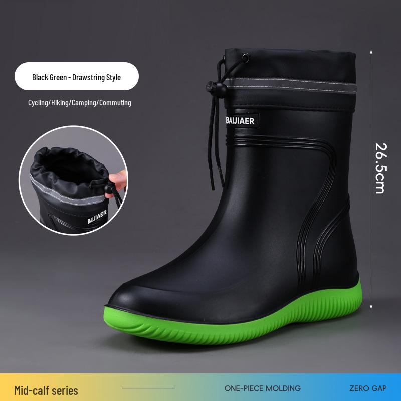 Arctic Doctor Men s Waterproof Mid-Calf Rain Boots with Elastic Cuff and Drawstring, Non-Slip Rubber for Work 37