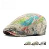 Unisex Reversible Graffiti Flat Cap Splatter Paint Cotton Ivy Cap Dual Wear Hip Hop Streetwear Beret Cabbie Hat Duckbill Cap