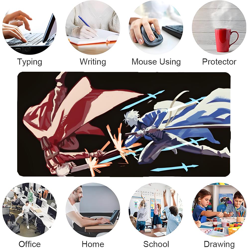 Stitched Edges Gaming Mouse Pad Cool Red Vs Blue Anime Sword Fight Print Nonslip Desk Mat for PC Gamer  Daily Use