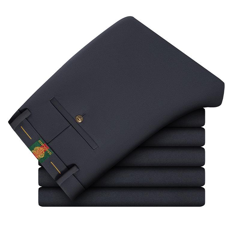 Summer New Men s Casual Trousers Tiger Head Embroidery Straight Loose Business Middle-aged Thin Section Suit Trousers Elastic Trousers 29