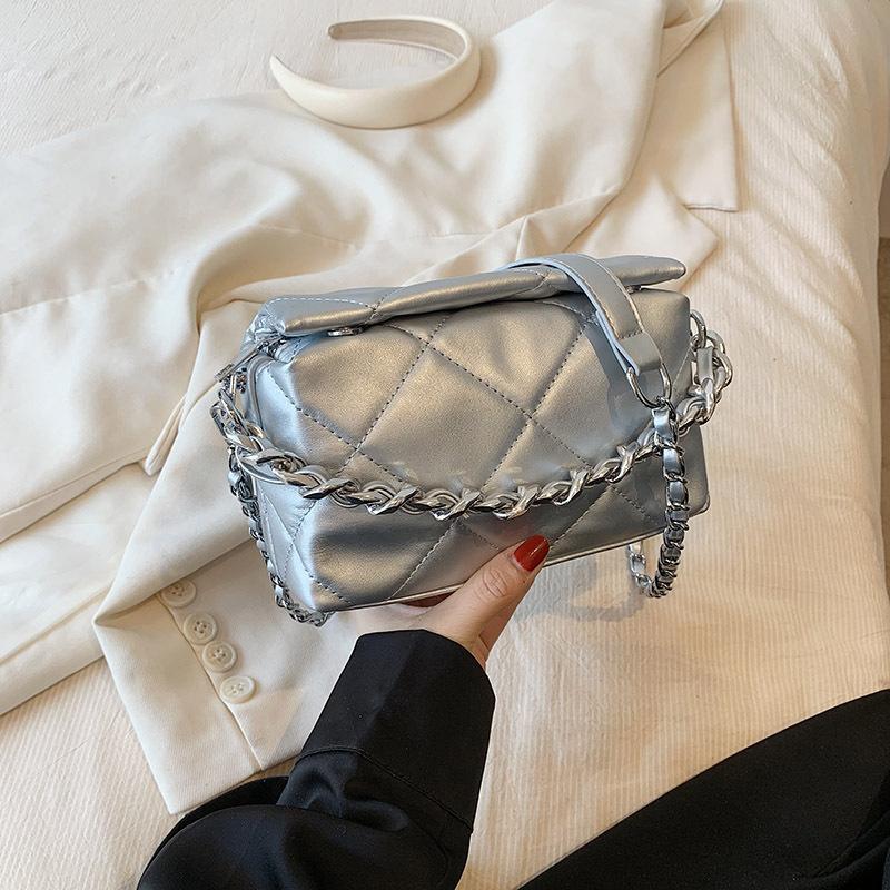 Rhombus dicke Kettentasche Damen 2024 Sommer neuer Trend Textur Mode vielseitige Umhängetasche Internet-Promi-Umhängetasche