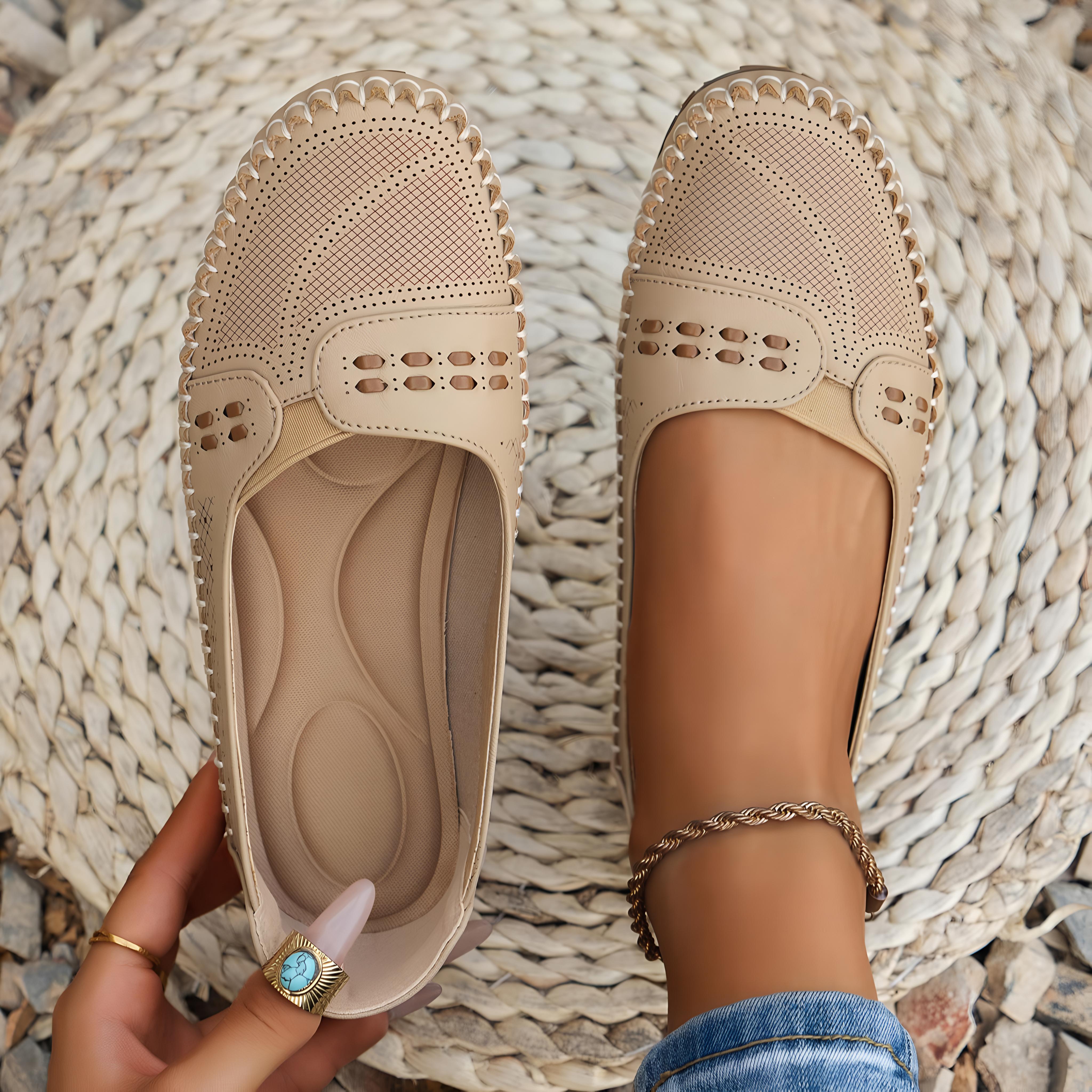 

Прошитые плоские мокасины для женщин 35 бежевый