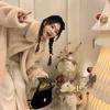 Little white bear imitation fur coat women's medium and long loose lapel collar environmentally friendly mink hair thickened plush coat winter fire