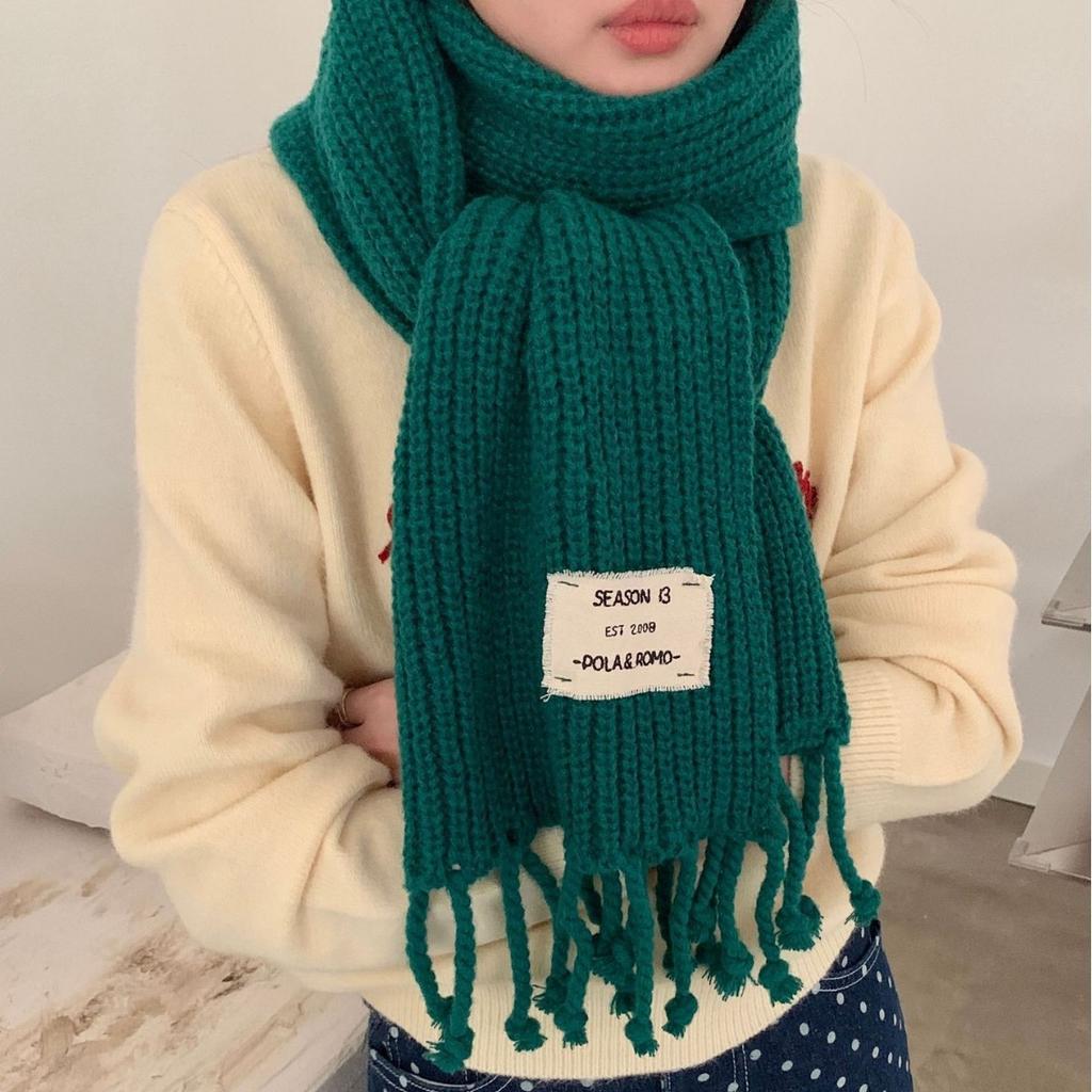 Autumn and Winter Scarves Women's Winter Big Braids Tassel Twist Knitted Wool Student Affordable Solid Color Versatile Warm Scarf