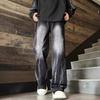 Mens Vintage Baggy Straight Jeans Washed Gradient Casual Denim Pants Teens